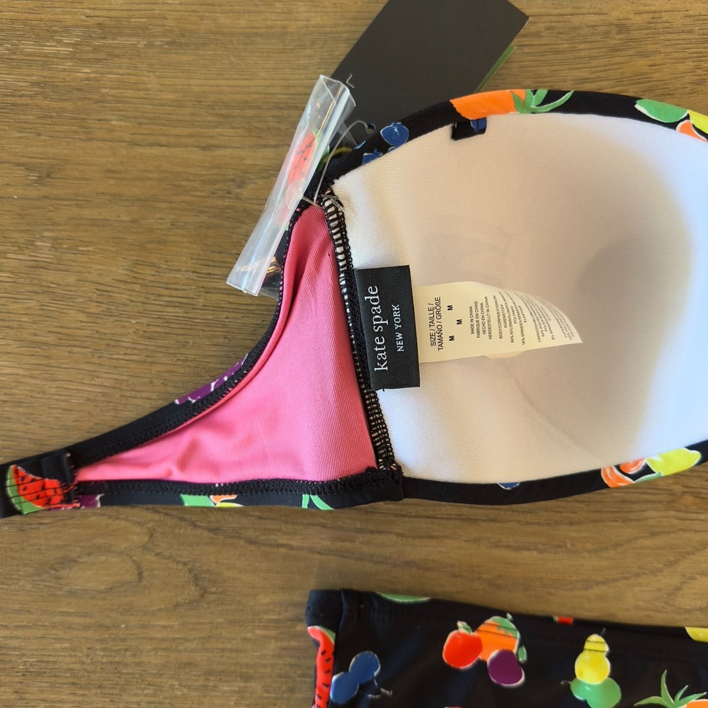 NEW kate spade New York Summer Fruit Bikini Set-Bandeau Tie Top & Brief-Size Med - Picture 13 of 16